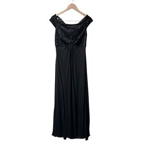 Tadashi Shoji Collection Sleeveless Embellished Long Silk Maxi Dress Black 10